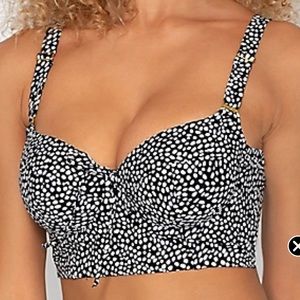 SMART & SEXY SWIM Black & White Polka Dot Padded Bikini Top 38DDD